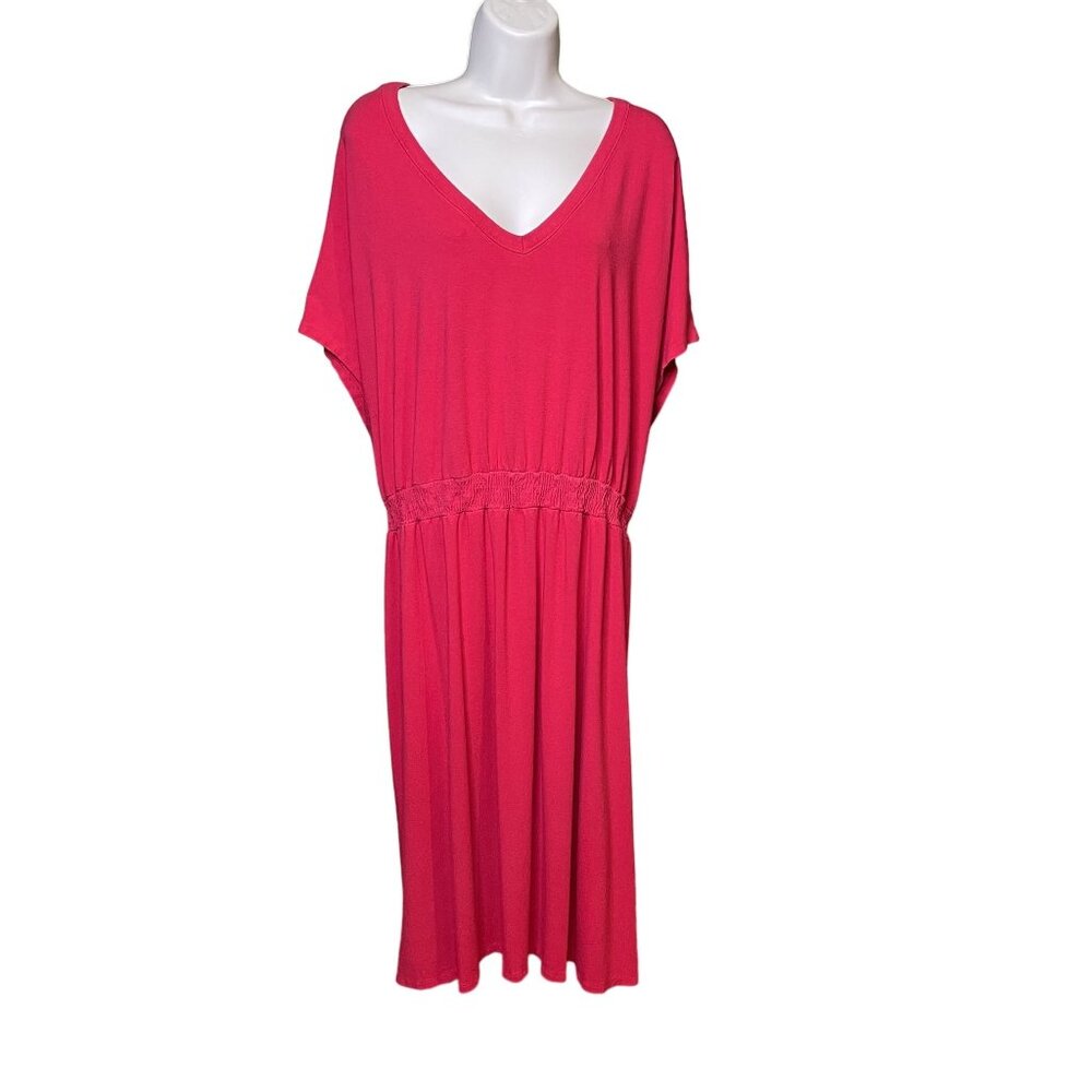 Lands End Red Coverup Dress Plus Size 3X Elastic Waist u